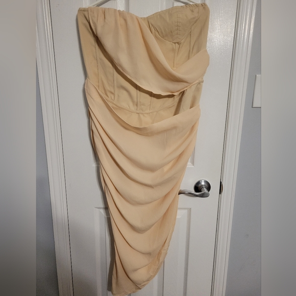 PLT Chiffon drape bodycon dress - Picture 2 of 6